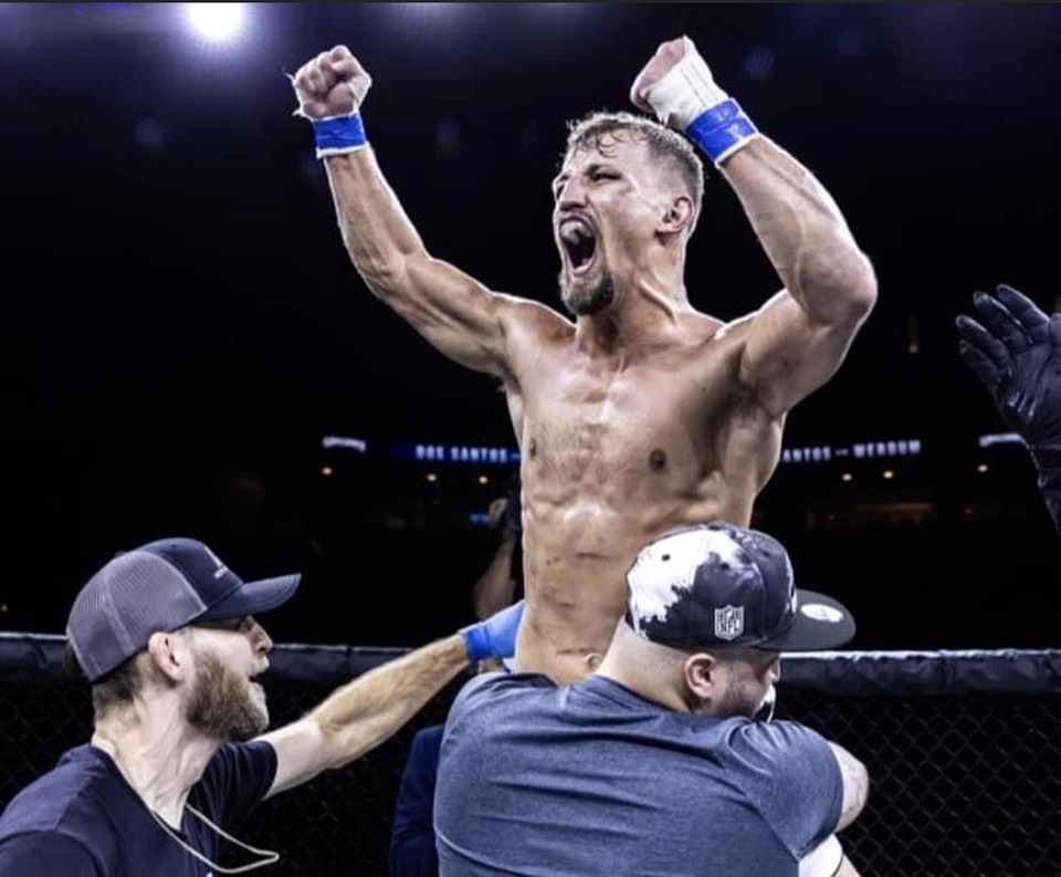 Fighter celebrating victory at Gamebred FC