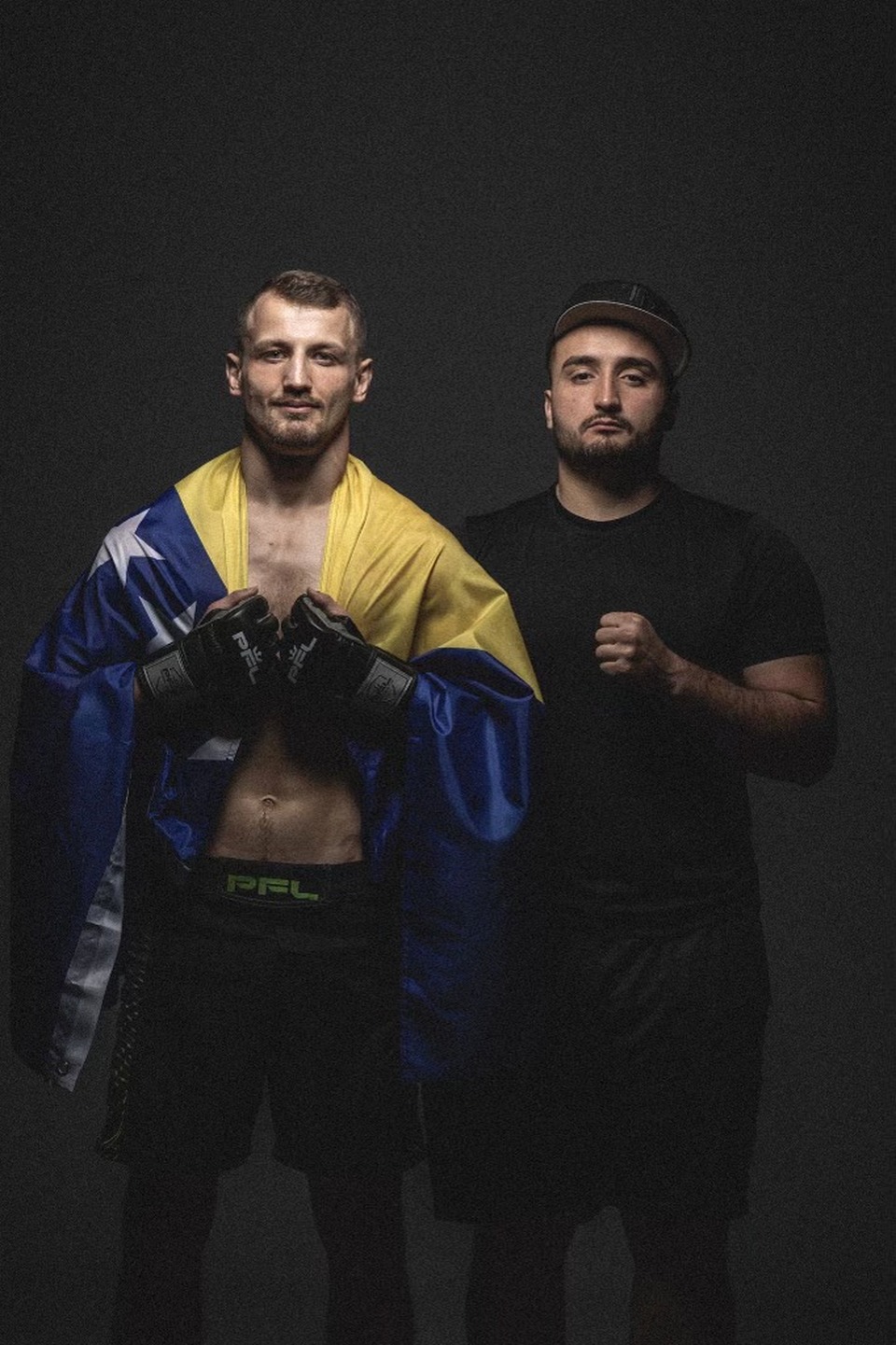 Ago Huskic with Mitt Man Manny at PFL Challenger Series 2023